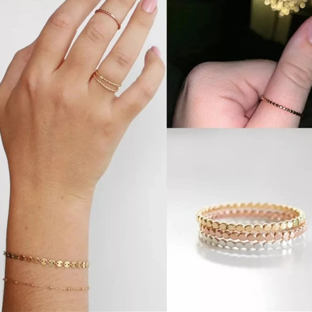 Dainty 14k Gold Beehive Band Ring - Picture 10 of 14
